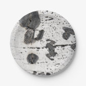 自然なテクスチャ白うずく《植物》アスペン樹皮の写真 ペーパープレート (正面)