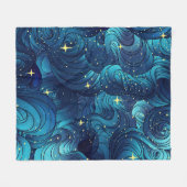 自然なテクスチャ。装飾手描きドードルオルナ フリースブランケット (正面(横))