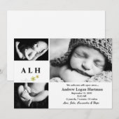 自然なデザインの写真付き出生発表カード 案内状 (正面/裏面)