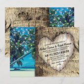 自然なトロピカルビーチでのデスティネーションウェディング 招待状 (正面/裏面)