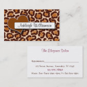 自然なハートのヒョウのプリントのアポイントメントカード 予約カード (正面/裏面)