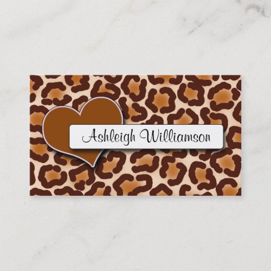 自然なハートのヒョウのプリントのアポイントメントカード 予約カード (正面)