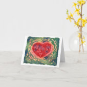 自然なハート カード (黄色い花)