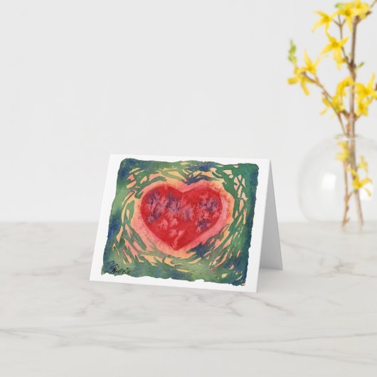 自然なハート カード (黄色い花)