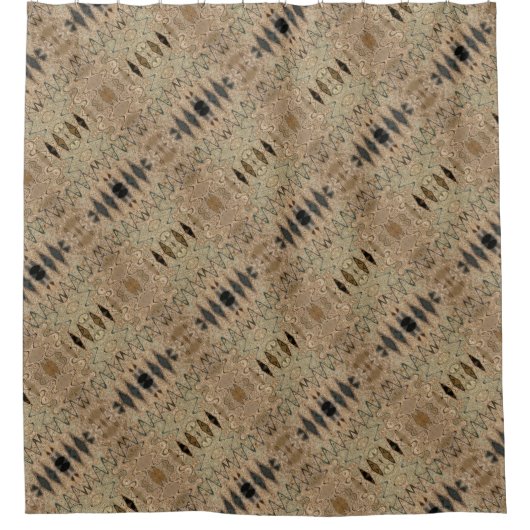 自然なベージュ黒いデザイン シャワーカーテン (正面)