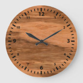 自然なユーカリの木製の穀物の一見 ラージ壁時計 (正面)