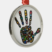 自然な世界アイコンが付いているEmoji芸術のhandprint メタルオーナメント (右)