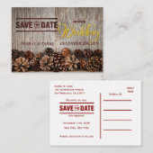 自然な優雅さ：木製の日付招待を保存 ノートカード (正面/裏面)