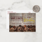 自然な優雅さ：木製の日付招待を保存 ノートカード (正面/裏面インサイチュ)