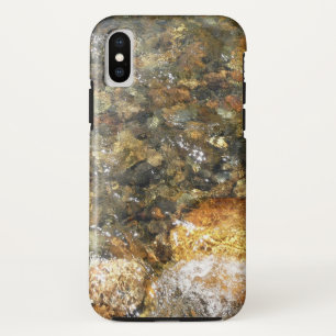 自然な抽象、川に磨かれた小石の茶色と灰色 iPhone XSケース