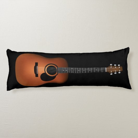 自然な木製のアコースティックギターの抱き枕 ボディピロー (裏面)