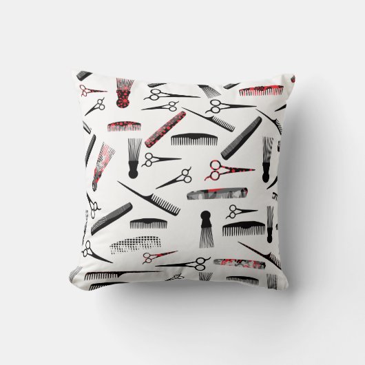 自然な毛の赤い黒 クッション (正面)