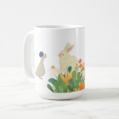 自然な水彩画のうさぎとアヒル コーヒーマグカップ (正面左)