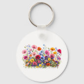 自然な水彩花が咲く野の花の草原 キーホルダー (裏面)