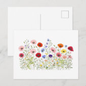 自然な水彩花で彩られた野生の花の草原 ポストカード (正面/裏面)