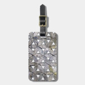 自然な灰色の石のモザイクの生命のパターンの花 ラゲッジタグ (正面縦)