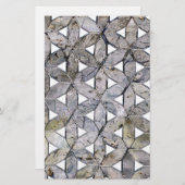 自然な灰色の石のモザイクの生命のパターンの花 便箋 (正面/裏面)