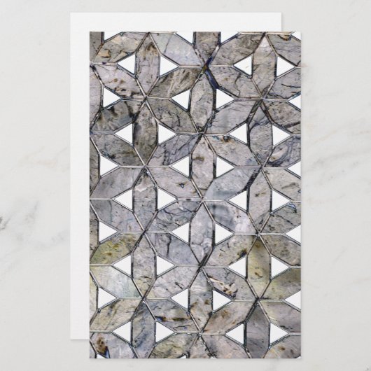 自然な灰色の石のモザイクの生命のパターンの花 便箋 (正面/裏面)