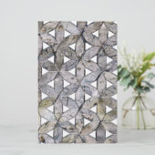 自然な灰色の石のモザイクの生命のパターンの花 便箋 (スタンド正面)