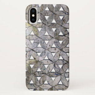 自然な灰色の石のモザイクの生命のパターンの花 iPhone X ケース