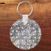 自然な灰色の石のモザイク、生命の花 キーホルダー (正面)