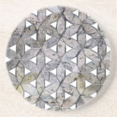 自然な灰色の石のモザイク、生命の花 コースター (正面)