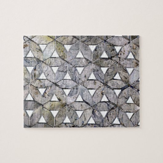 自然な灰色の石のモザイク、生命の花 ジグソーパズル (横)
