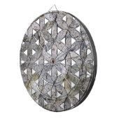 自然な灰色の石のモザイク、生命の花 ダーツボード (正面右)