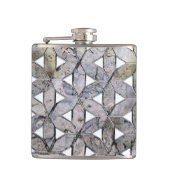 自然な灰色の石のモザイク、生命の花 フラスク (正面)