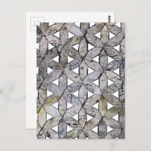 自然な灰色の石のモザイク、生命の花 ポストカード (正面/裏面)