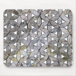 自然な灰色の石のモザイク、生命の花 マウスパッド