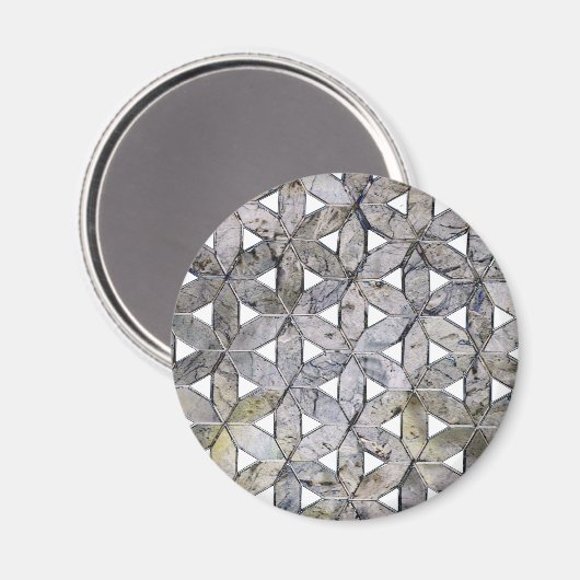 自然な灰色の石のモザイク、生命の花 マグネット (正面/裏面)