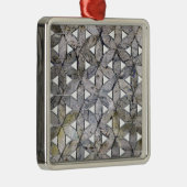 自然な灰色の石のモザイク、生命の花 メタルオーナメント (右)