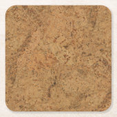 自然な煙のコルクの吠え声の木製の穀物の一見 スクエアペーパーコースター (正面)