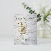 自然な田舎のワイルドフラワー 白樺のウェディング 案内ポストカード (スタンド正面)