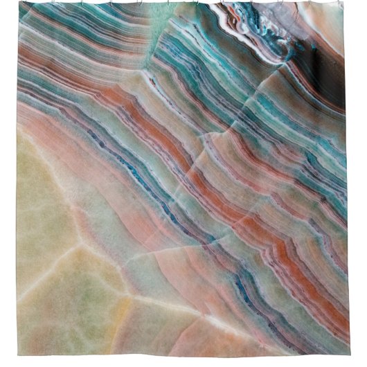 自然な石材のオニキス大理石テクスチャの背景 シャワーカーテン (正面)