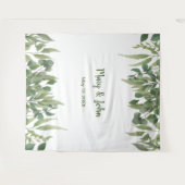 自然な緑の葉の装飾と新緑の豊かなフォトウェディング タペストリー (正面(横))