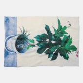 自然な緑のJatrophaの植物 キッチンタオル (横)