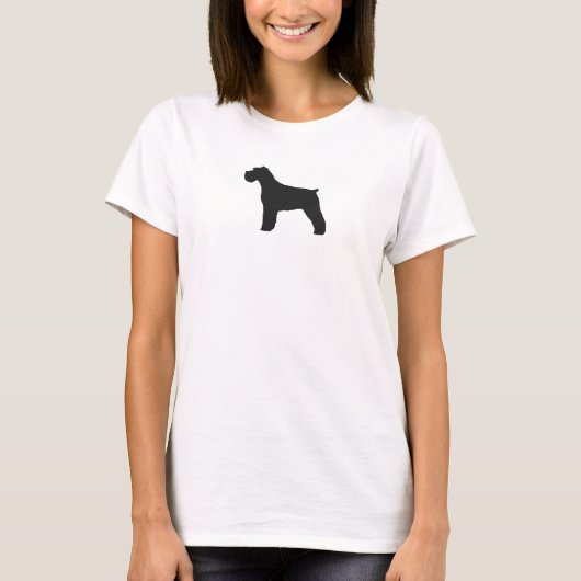 自然な耳のシュナウザーのシルエット Tシャツ (正面)