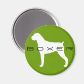 自然な耳を持つボクサー犬のシルエット マグネット (正面/裏面)