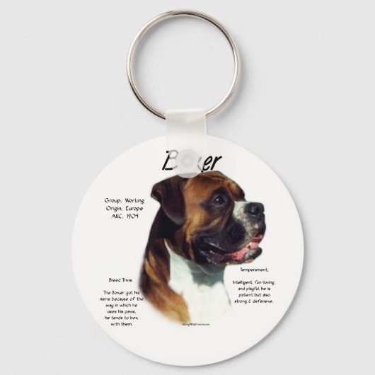自然な色のボクサーが種族に出会う キーホルダー (正面)