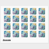 自然な色鮮やかな花 スクエアシール (シート)