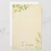 自然な花の静止した紙 便箋 (正面/裏面)