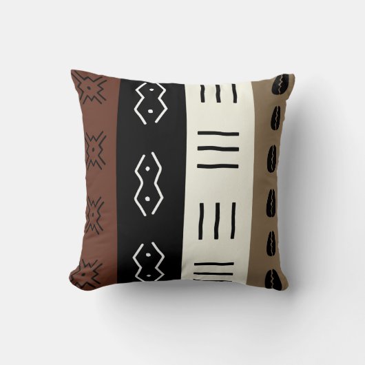 自然な調子のMudprintのストライプなパターン クッション (正面)