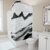 自然な黒と白の大理石のテクスチャ、豪華 シャワーカーテン (インサイチュ)