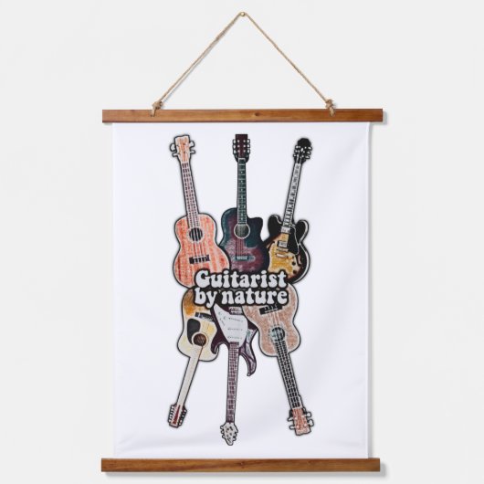 自然によるギタリスト前向き。ギタリストの引用文 吊り下げ型タペストリー (正面)