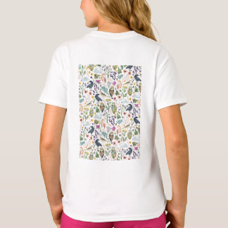 自然にインスパイアされたボタニカル柄の装飾スロー Tシャツ