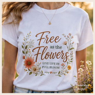 自然にインスパイアされた女性のためのソフトで女性らしいグラフィックTシャツ Tシャツ