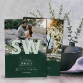 自然にインスパイアされた植物のグリーン Save the Date 招待状