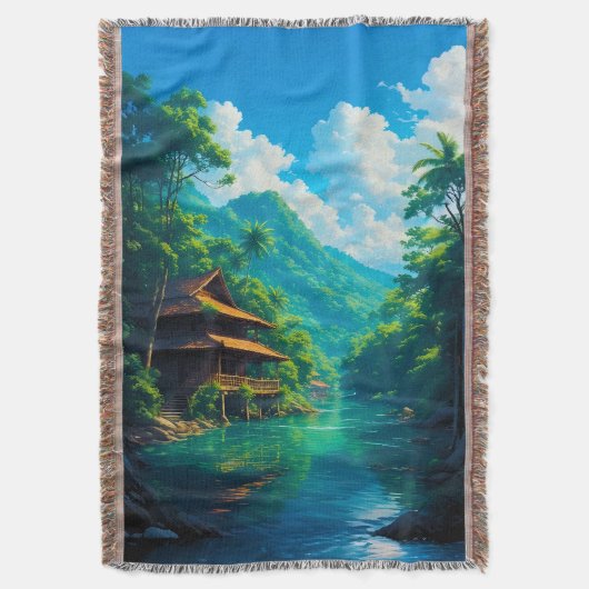 自然に包まれた村 スローブランケット (正面縦)